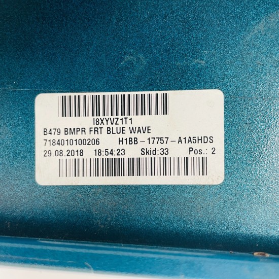 Ford Fiesta Front Bumper Mk8 Ecoboost Genuine Blue H1bb17757a | 2018-2022 [aw52]