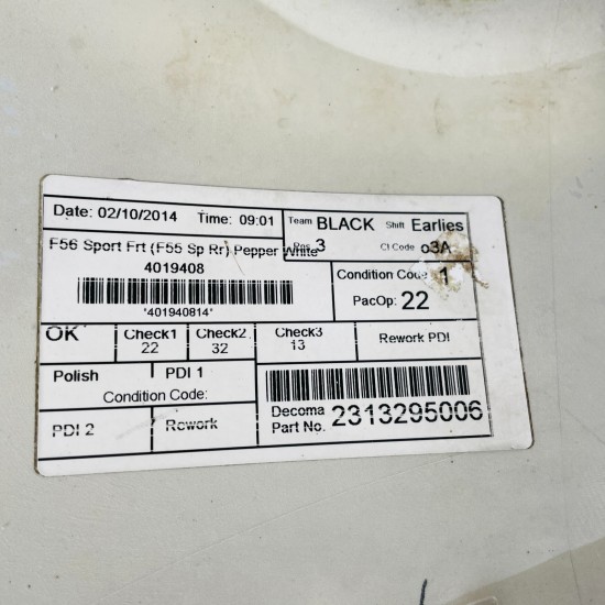 Mini Cooper S Front Bumper Skin Genuine F56 2014 - 2019 - No Repairs [ak154]