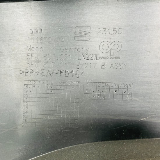 Seat Tarraco Front Bumper Skin Genuine Grey With Lower Trim 2018 - 2022 [h61]