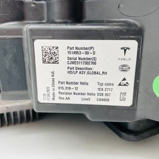 Tesla Model 3 Right Driver Side Headlight Genuine Offside 2020 - 2024 [l509]