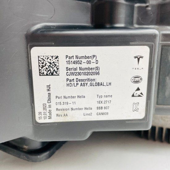 Tesla Model 3 Left Passenger Side Headlight Genuine Nearside 2020 - 2024 [l508]