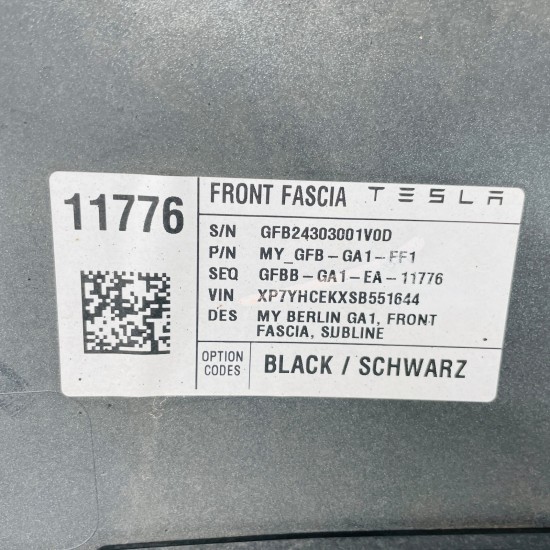 Tesla Model Y Front Bumper Genuine Black 149374500a | 2020-2024 [Bb26]