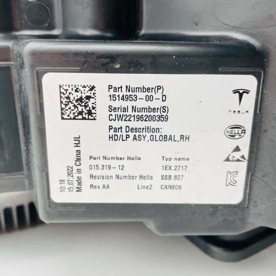 Tesla Model 3 Headlight Facelift Right Side Genuine 1514953-00-d 2020-2024 [l397 Tesla Model 3 Headlight Facelift Right Side Genuine 1514953-00-d 2020-2024 [l397