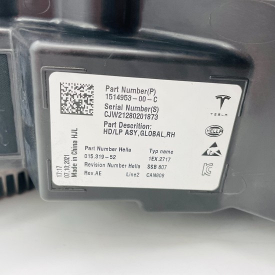 Tesla Model 3 Headlight Facelift Right Side Genuine 1514953-00-c | 2020-2024 Tesla Model 3 Headlight Facelift Right Side Genuine 1514953-00-c | 2020-2024