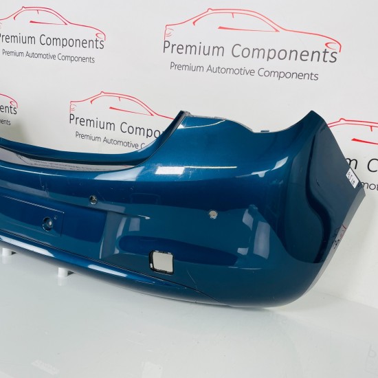 Vauxhall Corsa E Rear Bumper Genuine Blue Mk4 With Pdc Holes 2014 - 2019 [aj19]