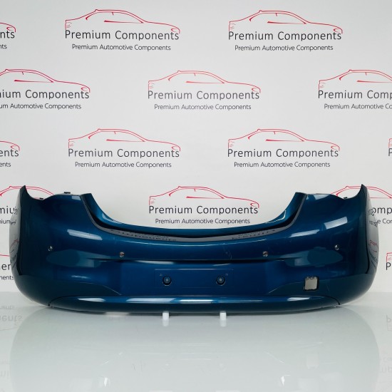 Vauxhall Corsa E Rear Bumper Genuine Blue Mk4 With Pdc Holes 2014 - 2019 [aj19]