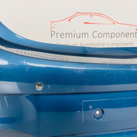 Vauxhall Corsa E Rear Bumper Genuine Blue Mk4 With Pdc Holes 2014 - 2019 [aj19]