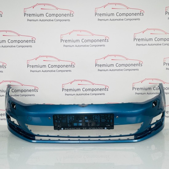 VW Golf Front Bumper Genuine Blue Mk7 Se Pdc & Washer Jets 2013 – 2017 [an89]