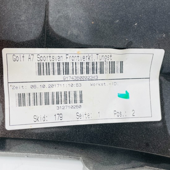 VW Golf Sportsvan Front Bumper Sv Genuine Grey 510807221f | 2015 – 2018 [at50]