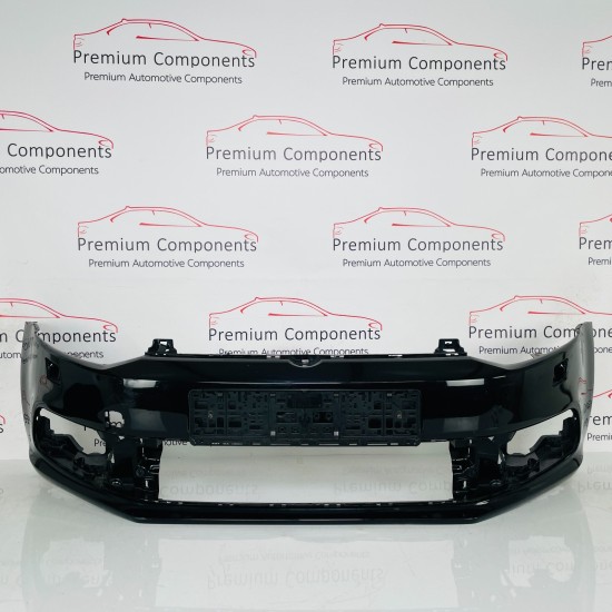 VW Polo Front Bumper Pdc & Jets Genuine Black 6c0807221 | 2014 - 2017 [Ba35]